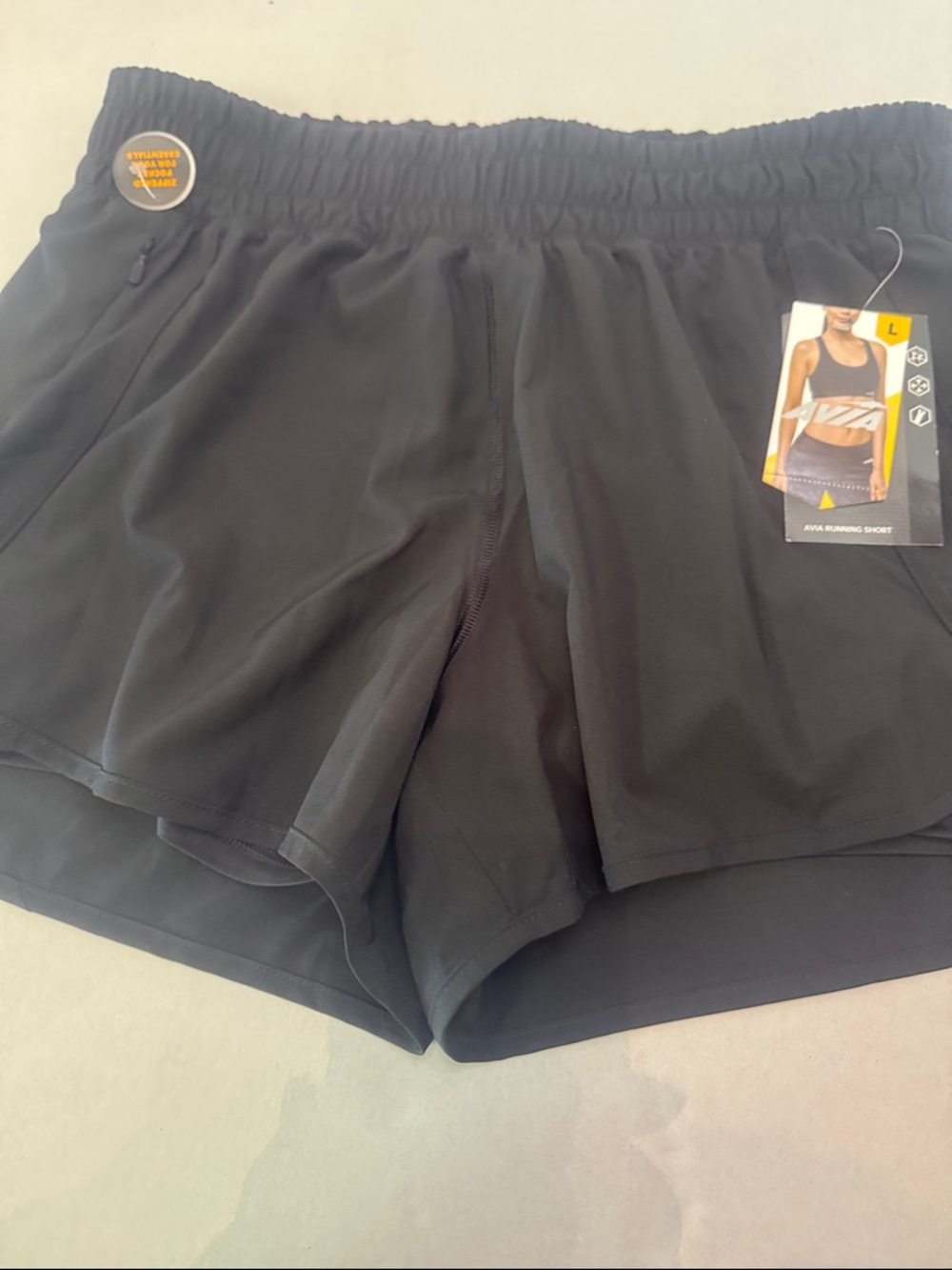 Avia Black Athletic Running Shorts with Inner Brief